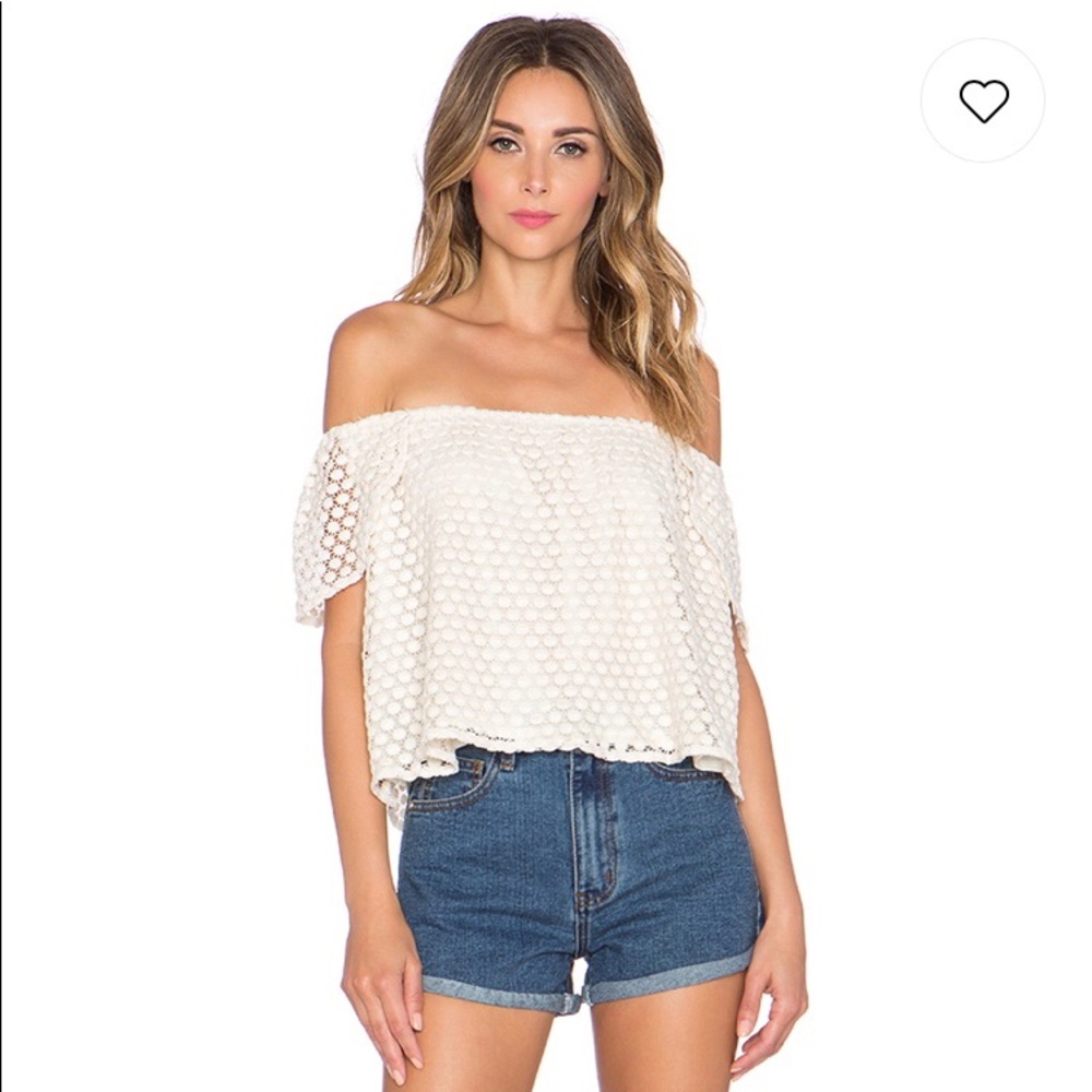 WORN ONCE ✨ off-the-shoulder creme eyelet top